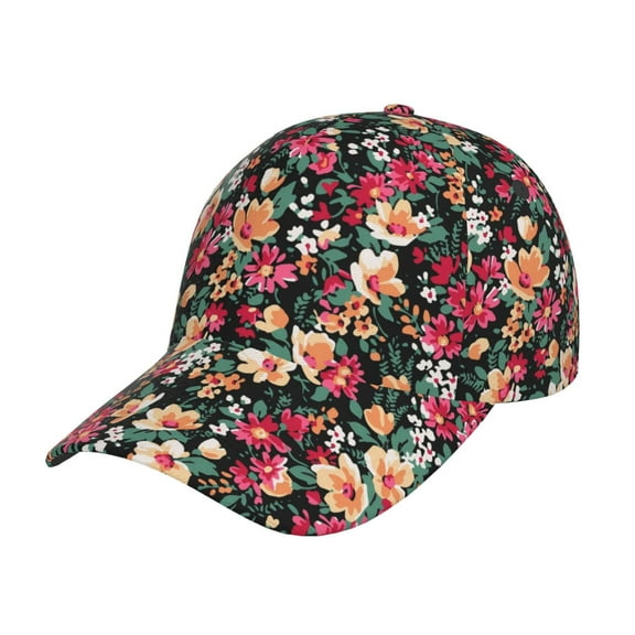 Honeii Many Kind Of Flowers Print Hat, Women's Baseball Hat Unisex Fit, Baseball Cap,Adjustable One Size