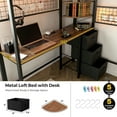thumbnail image 6 of Advwin Full Size Loft Bed with Desk and Stairs, Headboard, Wardrobe, Bedside Storage Shelf, 6 Drawers, Charging Station & LED Light, Space-Saving Metal Gaming Loft Bed Frame, Black+Walnut, 6 of 13