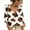 Inverlee Brown-Blouse, variant on Womens Cow Print Ruffle V Neck Tie Front Three Quarter Puff Sleeve Relaxed Fit Leisure Daily Blouse S-XXXL