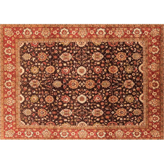 Ahgly Company Indoor Rectangle Oriental Orange Industrial Area Rugs, 8' x 12'