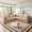 khaki, variant on Harmie Green 5-Seat V-Shaped Sectional Sofa, Fabric Upholstery and Foam