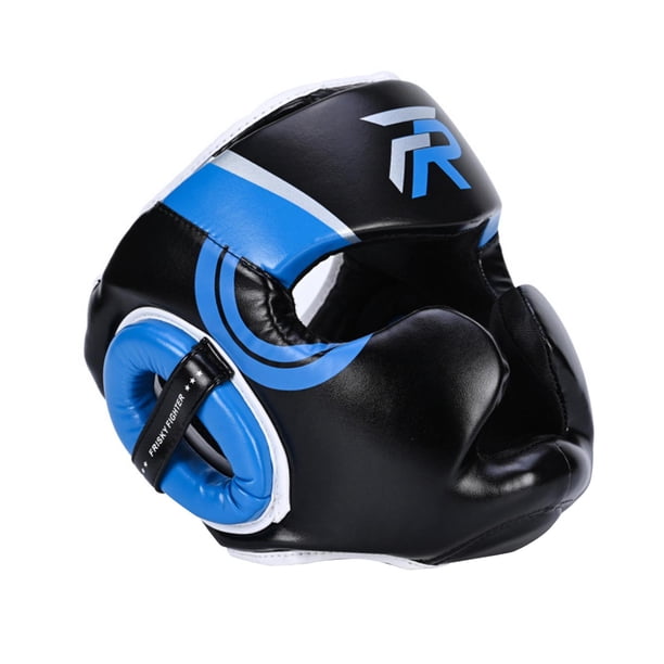 Casco de boxeo con protección completa, engrosado y ventilado, protección para la frente y los oídos. Azul S