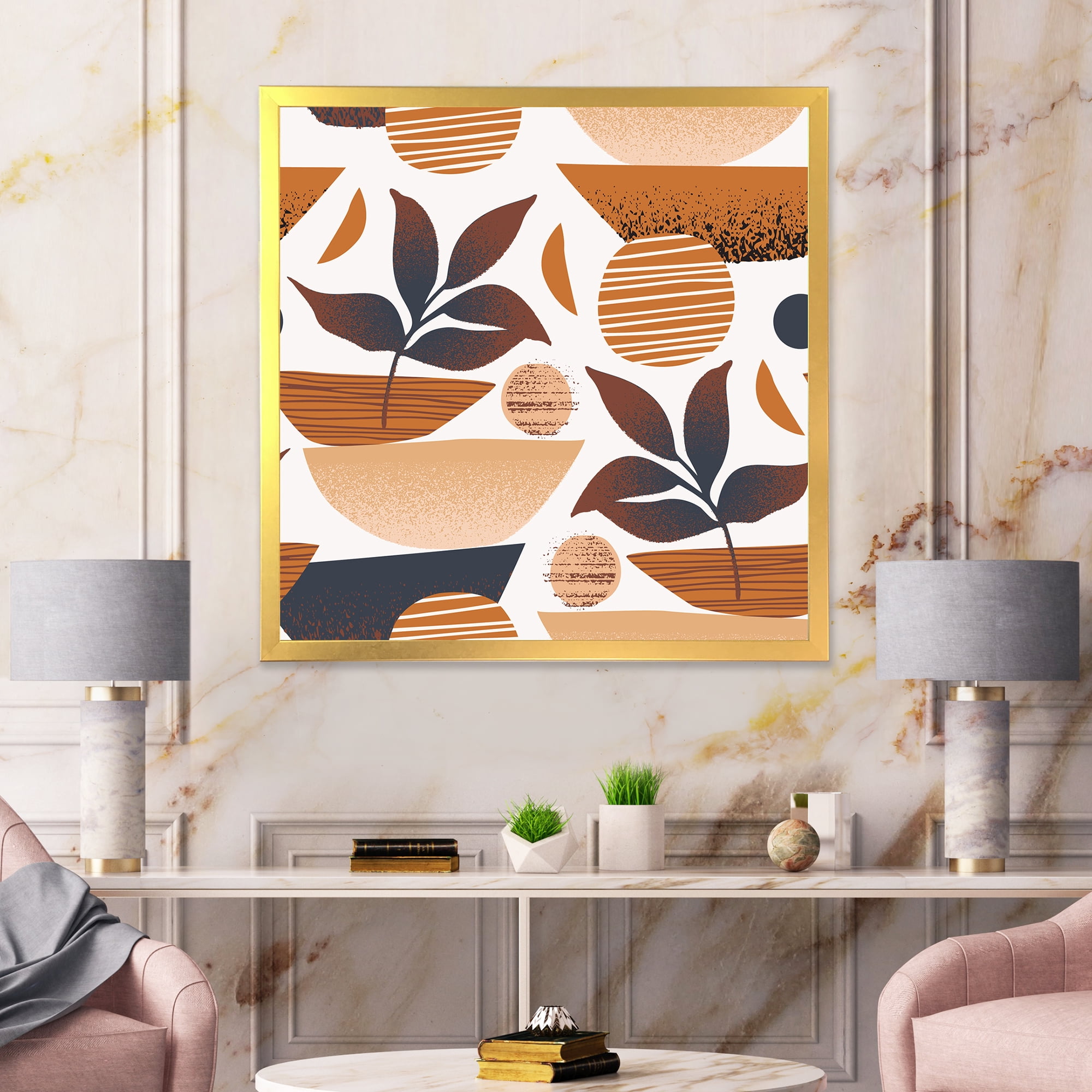 Designart 'Tropical Leaf Silhouettes and Shapes on White' Modern Framed Art Print