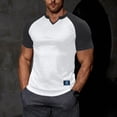 thumbnail image 5 of Fewfanhot Men's Slim Fit Raglan Sleeve Notch Neck T-Shirt, Ribbed Knit Color Block Casual Top, Breathable Fashion Tee for Men, S-3XL, 5 of 9