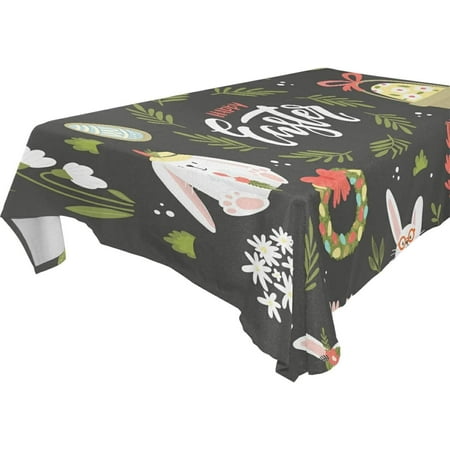 

Hyjoy Easter Bunny Eggs Tablecloth Waterproof Washable Polyester Square Table Cover Durable Tablecloth for Kitchen Dining Table Party Decor (60 X 90 Inch)