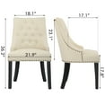 thumbnail image 2 of Beige Fabric Upholstered Dining Chairs with Black Solid Wooden Legs,Nailed Trim, Set of 2, 2 of 9