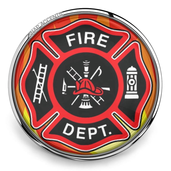 Fire Dept. Firefighter Snap Jewelry Ginger Charm Button, For Interchangeable DIY Customizable Accessories
