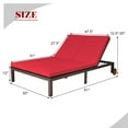 thumbnail image 3 of Costway 2-Person Patio Rattan Lounge chair Chaise Recliner Adjustable Cushioned Red, 3 of 12