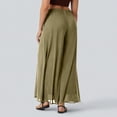 thumbnail image 5 of Women's Chiffon Pants Dressy High Waist Flowy Palazzo Pants Summer Boho Wide Leg Casual Trousers Army Green L, 5 of 7
