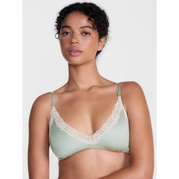 Joyspun Women's Shine and Lace Bralette, Sizes XS-XXXL