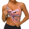 thumbnail image 3 of Fotbe Flamingo Riding a Bicycle Sujetador Deportivo Largo sin Aros para Mujer con Almohadillas y Soporte Medio, Transpirable y Absorbente, Camiseta Tipo Chaleco o Tank Top-Large, 3 of 8