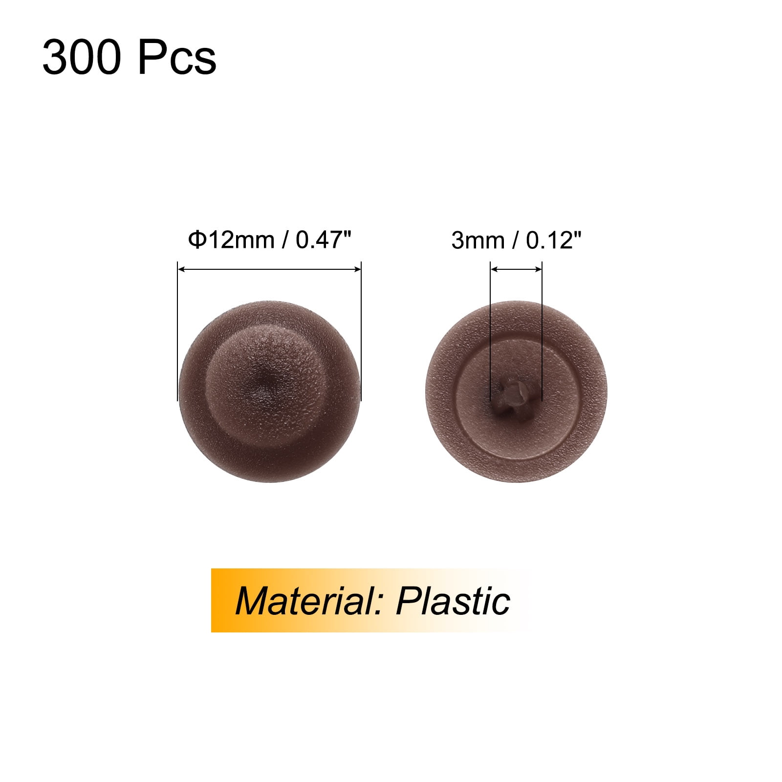 Unique Bargains 300Pcs Durable Plastic Screw Cap Covers Light Coffee
