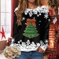 thumbnail image 4 of Towmus Womens Casual Long Sleeve Merry Christmas Crewneck Sweatshirt Christmas Tree Bright Graphic Pullover Tops, 4 of 7