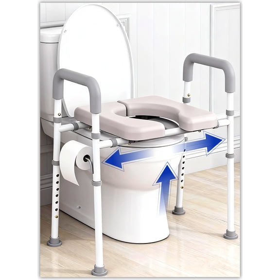 Agrish Toilet Seat Riser - Raised Toilet Seat with Handles Adjust Width & Height, 400lbs Heavy Duty Handicap Toilet Seat Risers for Senior, Fit Any Toilet