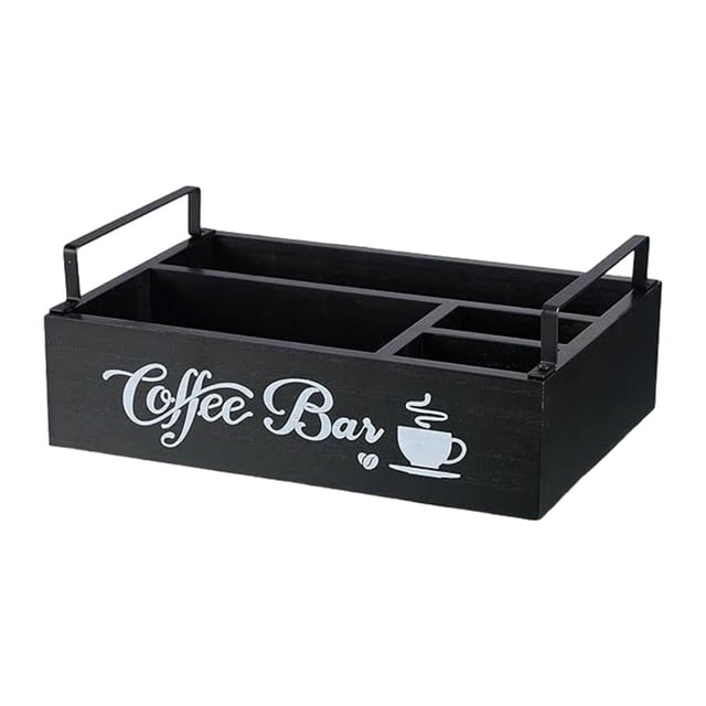 GROWTH TANK Coffee Station Organizer Countertop Rustic Storage Basket Wood Coffee Pod Holder A