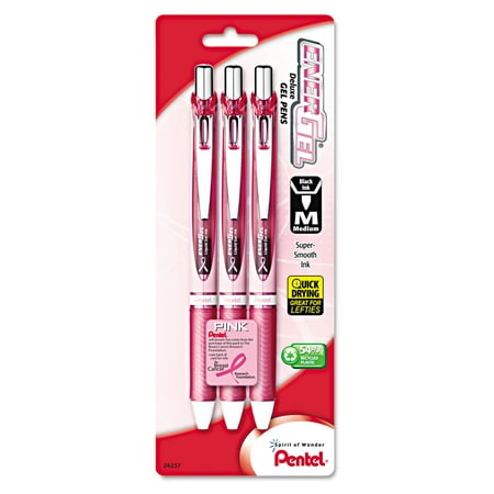Pentel EnerGel RTX Retractable Liquid Gel Pen, .7mm, Pink Barrel, Black Ink.