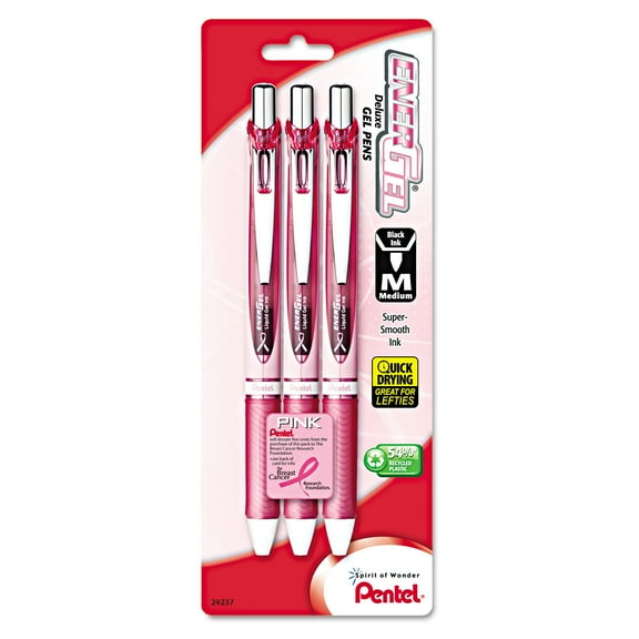 Pentel® PEN,GEL,MED,BCA,3PK,BK BL77PBP3A-BC