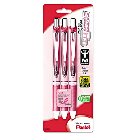 - Pentel EnerGel RTX Retractable Liquid Gel Pen, .7mm, Pink Barrel, Black Ink. 3/Pack