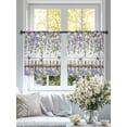 thumbnail image 4 of Spring Purple Flowers Sheer Curtains 54 Inch Length 2 Panels Set Window Treatments, Farmhouse Leaves Fences Gray Wood Rod Pocket Semi Curtains for Living Room/Bedroom/Kitchen Décor, 104"W x 54"L, 4 of 7