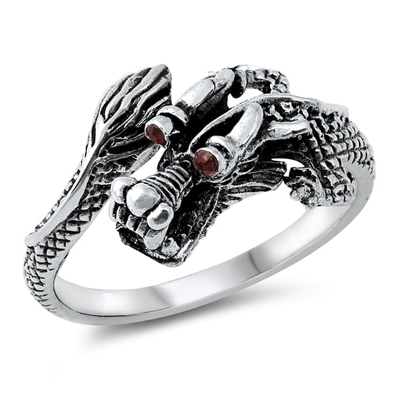 Detailed Ornate Traditional Dragon Animal Band Sterling Silver Ring 925 Jewelry Female Male Size 8