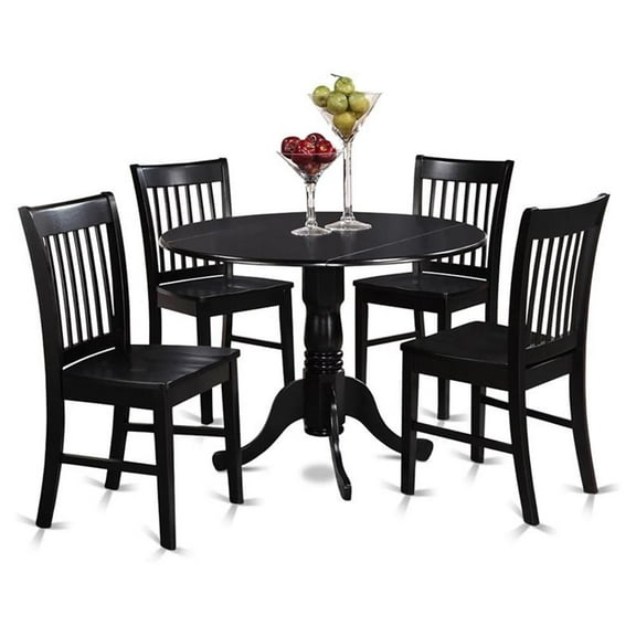 Pemberly Row 5-piece Wood Table and Dining Chair Set in Black