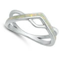 thumbnail image 4 of CHOOSE YOUR COLOR Modern Chevron White Simulated Opal Ring .925 Sterling Silver Band CZ Female Size 8, 4 of 4
