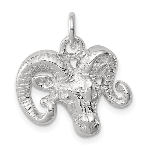 Diamond2Deal 925 Sterling Silver Ram Charm Pendant for Men (L- 0.71 in, W- 0.75 in)