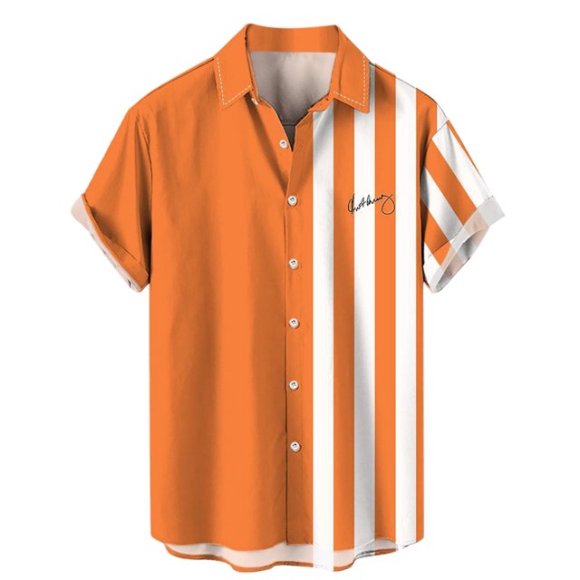XDZJLR T-Shirts pour Hommes Plage Hawaïenne Manches Courtes Rayé