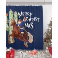thumbnail image 5 of Navy Blue Cowboy Christmas Shower Curtain, Western Xmas Santa Cactus Waterproof Washable Boho Funny Cute Shower Curtains Set for Bathroom Farmhouse Bathtubs Decor with Hook, 48"Wx72"L, 5 of 7