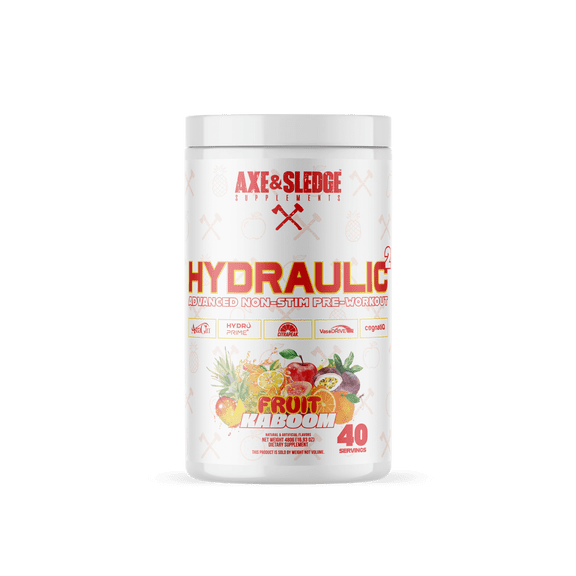 Axe & Sledge Hydraulic Stim-Free Pre-Workout Powder for Men & Women | Performance, Stamina, Focus, Pumps | L-Citrulline, Beta Alanine, Creatine, Caffeine-Free, Fruit Kaboom