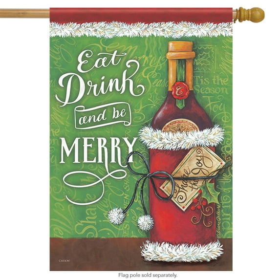 Drink and Be Merry House Flag Decorative Double Sided Christmas 28" x 40"