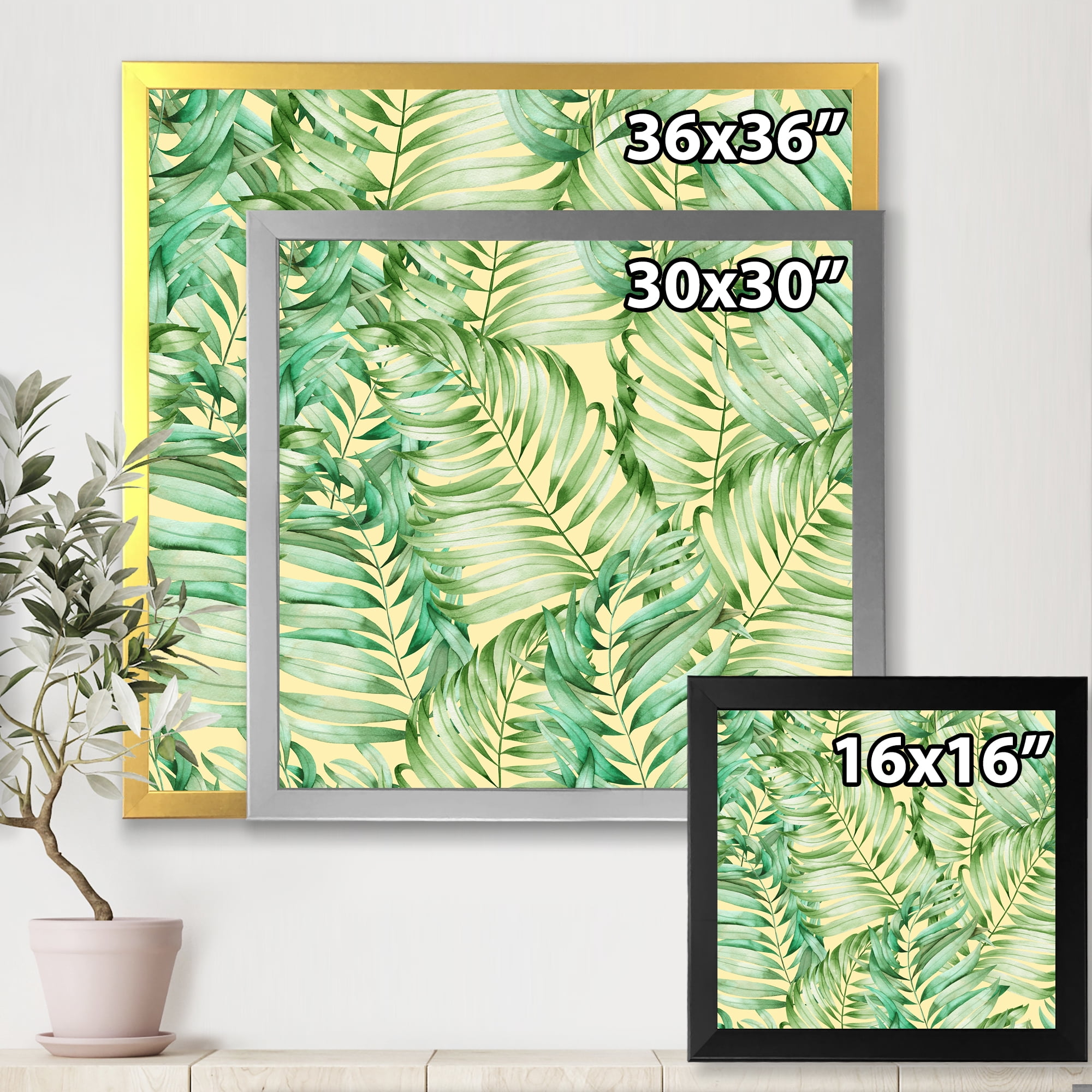 Designart 'Tropical Green Leaves of Monstera' Tropical Framed Art Print