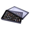 thumbnail image 2 of Velvet 100 Slots Ring Earrings Display Box Showcase Storage Case Holder Tray Jewelry Organizer Boxes with Lid Black, 2 of 4