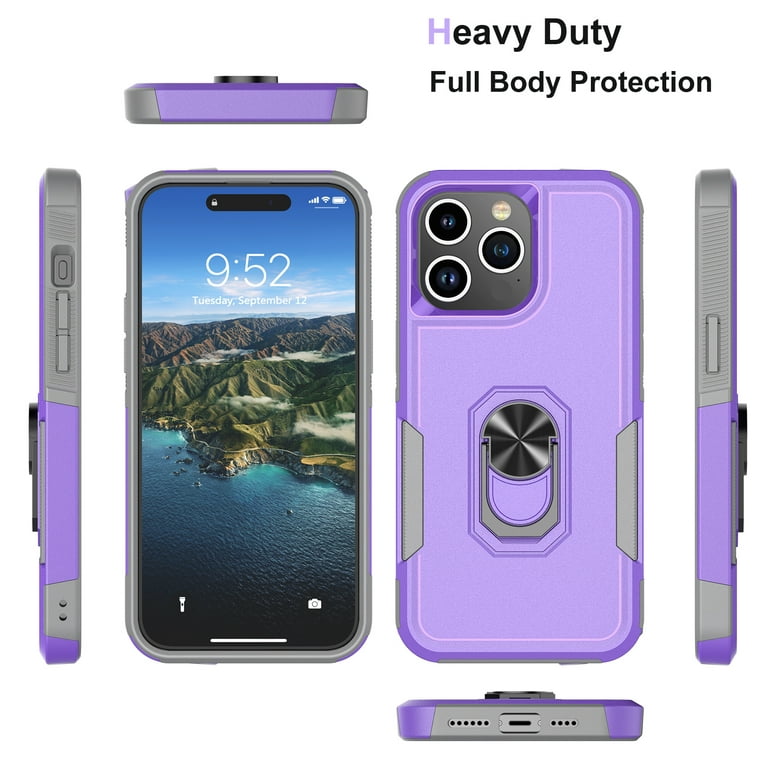 Phone Case for iPhone 15,15 Pro,15 Plus,15 Pro Max Case,Heavy Duty  Shockproof Full Body Phone Cover Built in 360°Rotatable Ring Holder  Magnetic Kickstand for Apple iPhone 15 Plus 6.7,Purple 