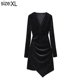 thumbnail image 2 of Vestido de fiesta de cóctel ajustado con pliegues y manga larga con cuello en V para mujer, 2 of 6