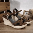 thumbnail image 6 of Pandaie Platform Wedge Sandals for Women 3.54 Inch Comfortable Arch Support Dressy Summer Open Toe High Heels with Ankle Strap Buckle Coffee Size 9, 6 of 9