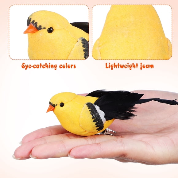 MOKKHNB 6Pcs Yellow Bird Figurines with Realistic Shape for Home and Garden 4.3x1.6x1.4in