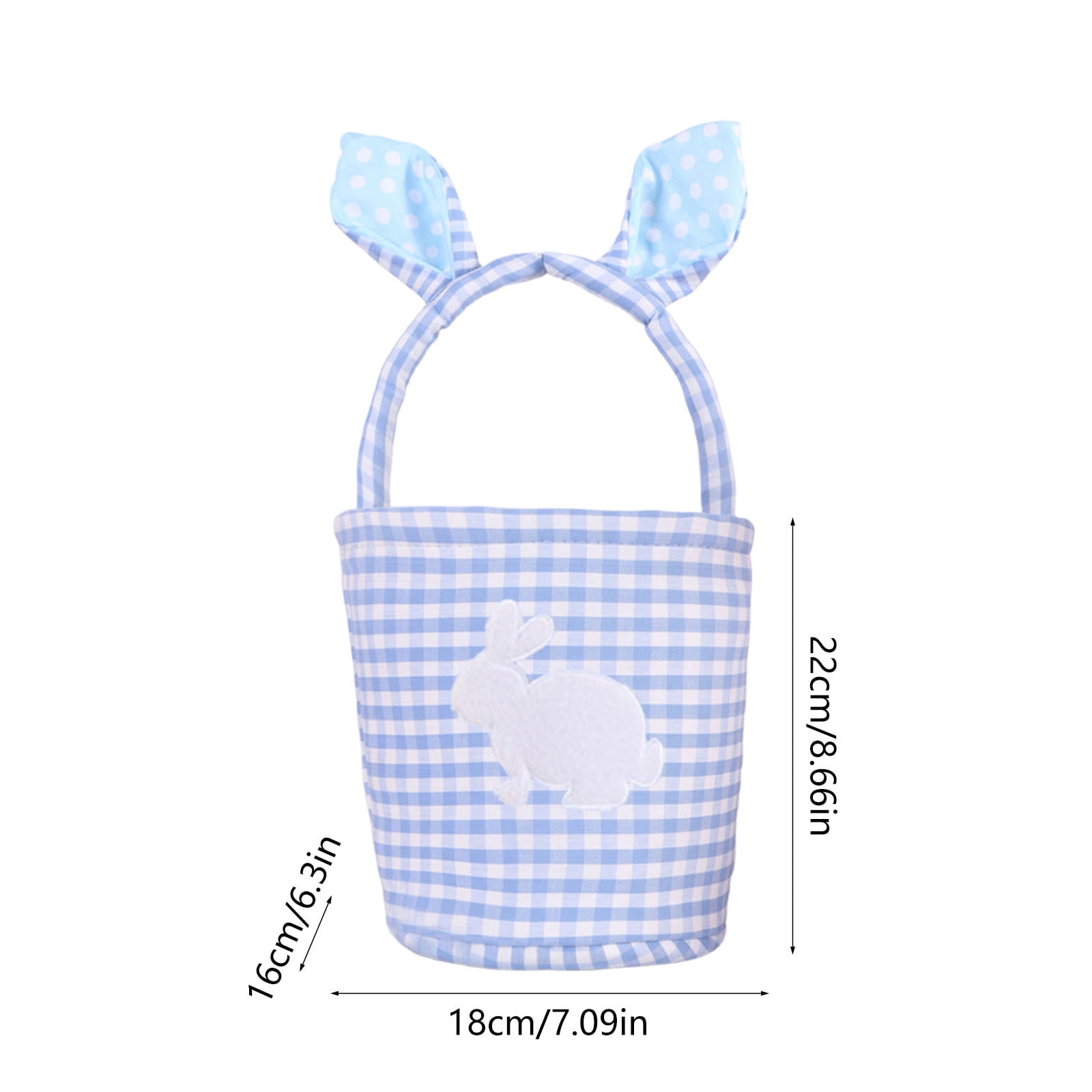 Easter Bunny Ears Basket Plaid Easter Egg Candy Gift Storage Handbag for Home Party Decoration Cute Pastel Spring Holiday Decor