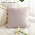 thumbnail image 3 of PiccoCasa Velvet Pillow Cover with Pompoms for Sofa Bed 1PCS Pale Pink 16x16Inch, 3 of 8