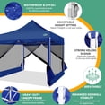 thumbnail image 5 of COBIZI 10X10 Heavy Duty Pop up Canopy with Mosquito Net,Instant Outdoor Shelter Large Canopy Tent for Outside,Gazebo with Mesh Sidewalls for Party,Backyard,Camping,Dark Blue, 5 of 8