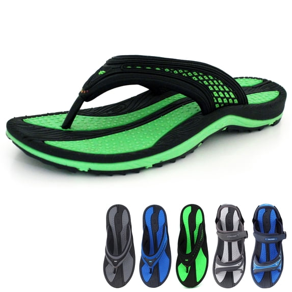 Signatue Unisex Flip Flops: 8508 Green, EU44 (Women Size 13-13.5 & Men Size 11-11.5)