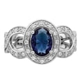 thumbnail image 5 of 925 Sterling Silver Polished Dark Blue Glass and CZ Cubic Zirconia Simulated Diamond Ring Size 6 -  Jewelry Gift for Mom, 5 of 5