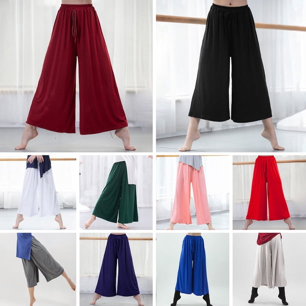 TFixol Pantalones de pierna ancha para mujer, pantalones de baile acampanados sueltos con cordón para mujer