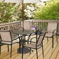 thumbnail image 3 of Topbuy 2PCS Outdoor Dining Chairs Stackable Chairs w/Armrests & Breathable Fabric for Balcony Garden & Patio, 3 of 9