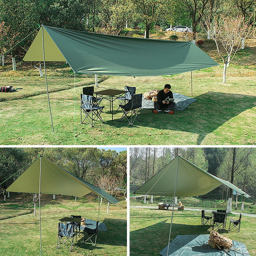 3x5m Awning Waterproof Tarp Tent Shade with Pole Folding Camping