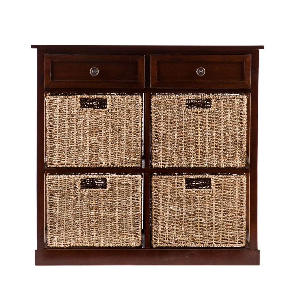 29" Brown Contemporary 4Basket Rectangular Storage Chest