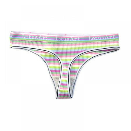

Xmarks Women s Sexy Striped Low Waist Pure Cotton Thongs Striped Underwear Women s Elastic Pure Cotton T-pants