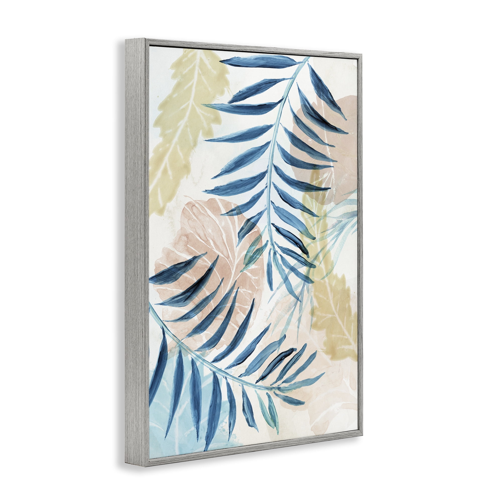 Stupell Industries Palm Fronds in Pastel Haze Gray Framed Giclee Art, design by Nan
