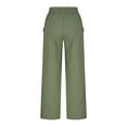 thumbnail image 5 of QUINDOS Wide Leg Women Pants Casual High Waisted Long Pants Cotton Linen Loose Trousers with Pockets, 5 of 8