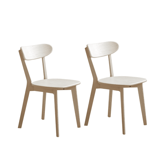 Qokori 100% Solid Oak Wood Dining Room Chairs - Practical Kitchen Chairs - Wood Chair for Dining Room, Kitchen (2, White)